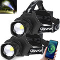 Aikertec Rechargeable LED Headlamp 100000 Lumen Super Bright Head Lamp Flashlight with 5 Lighting Modes IPX6 Waterproof Zoomable Headlamp for Camping Hiking Fishing Biking Running (2 Pack)
